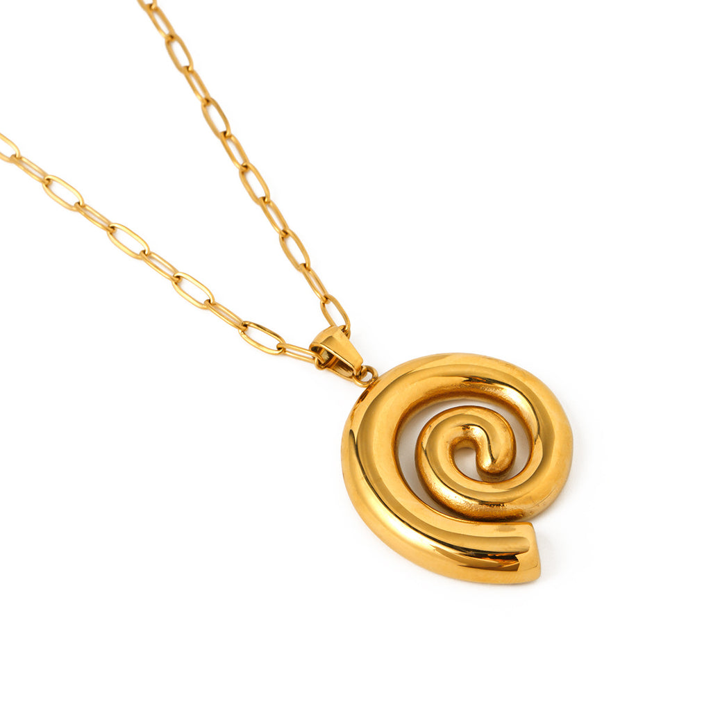 Stainless Steel 18K Gold Thread Circle Pendant Necklace - Beauty Accessories