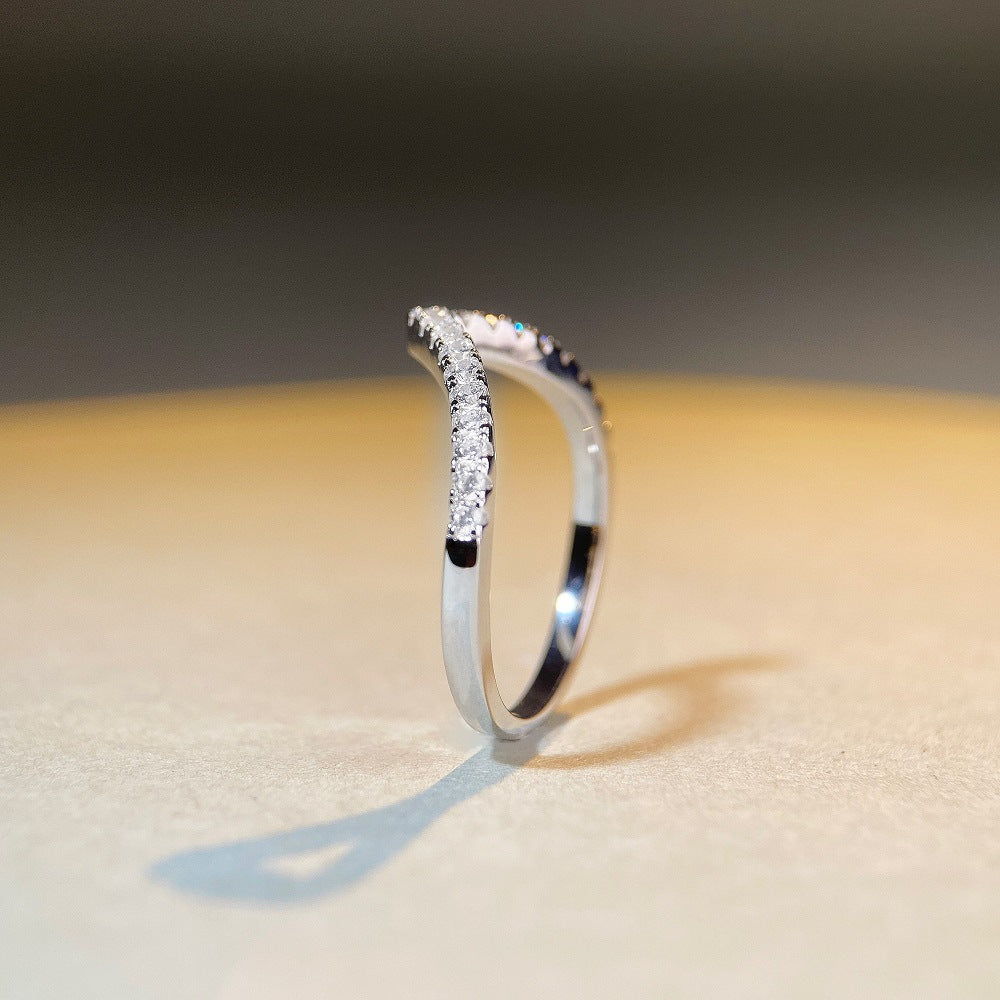 S925 Sterling Silver Platinum-plated Band Ring - Beauty Accessories