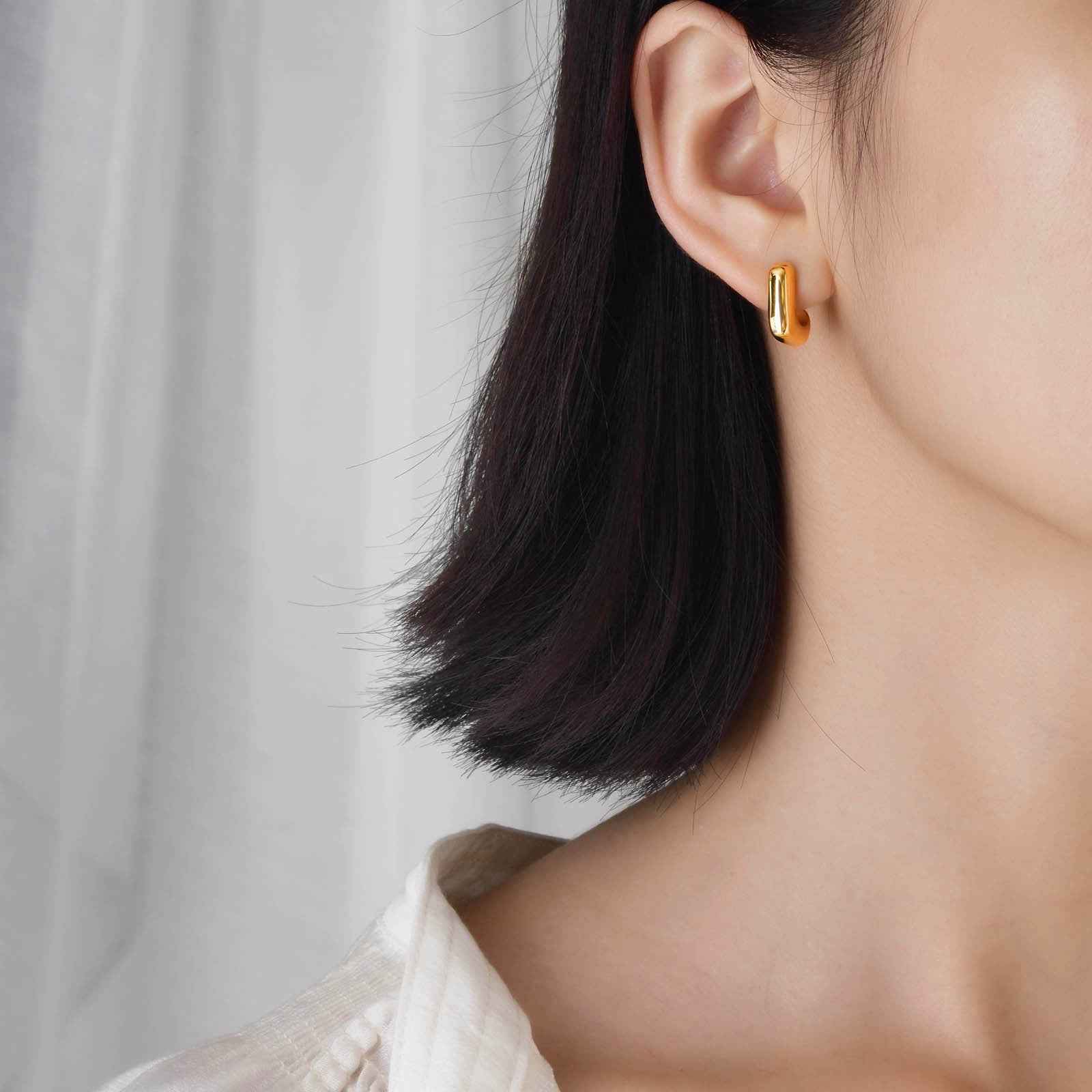 Stainless Steel Plain Geometric Earrings