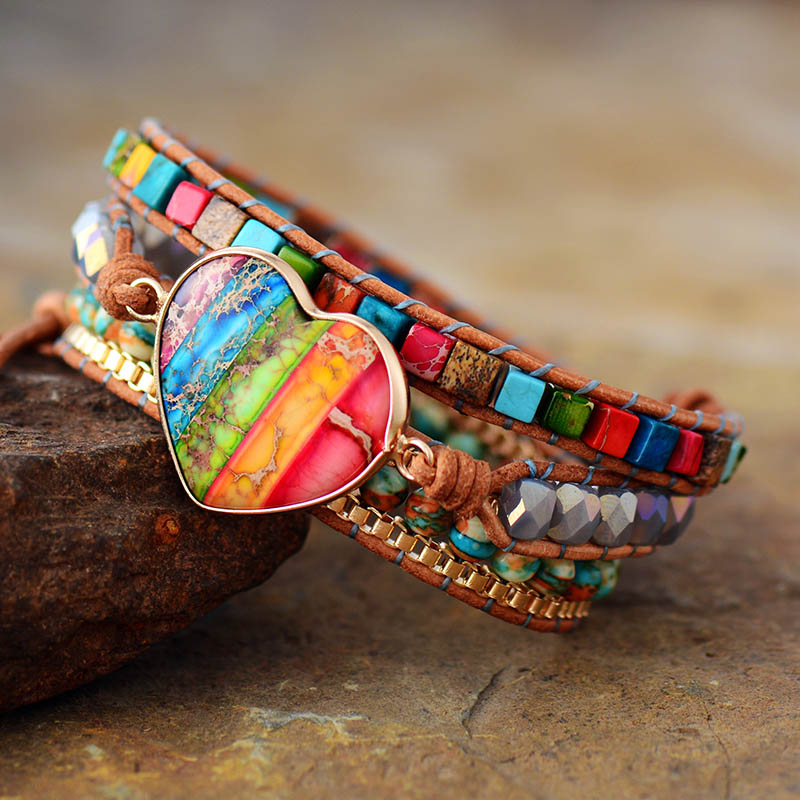 Natural imperial stone hand-woven bracelet - Beauty Accessories