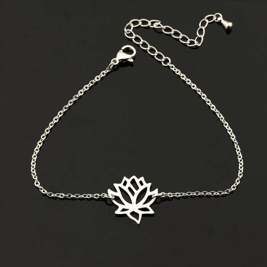 Stainless steel lotus bracelet