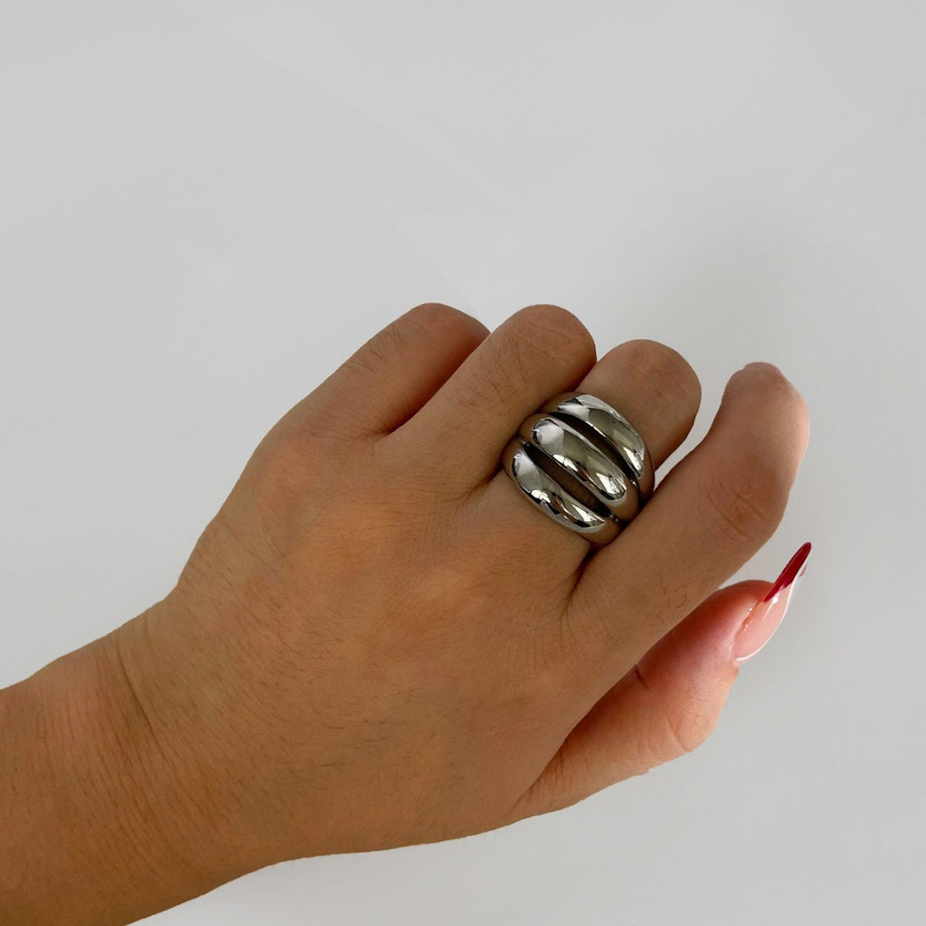 Stainless Steel Hollow Three-ring Three-color Niche Simple Women - Beauty Accessories
