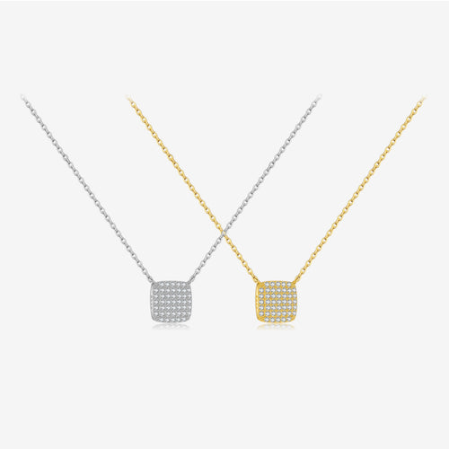 S925 Sterling Silver Square Stone Necklace - Beauty Accessories