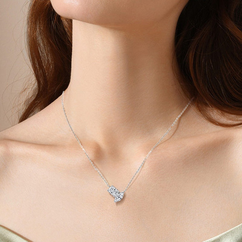 925 Silver Irregular Moissanite Pendant Necklace