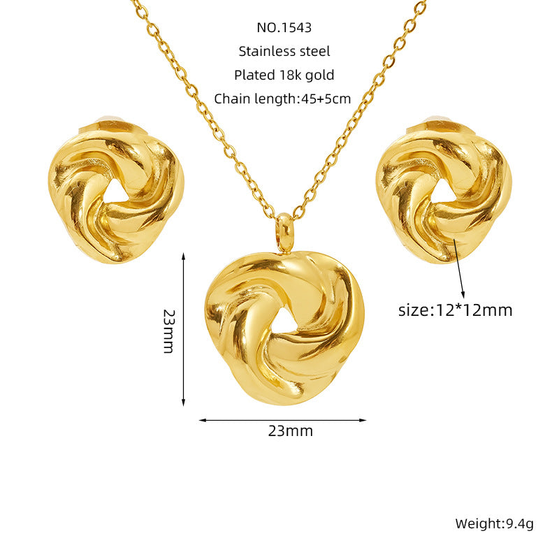 Stainless Steel Vintage Necklace And Stud Set - Beauty Accessories