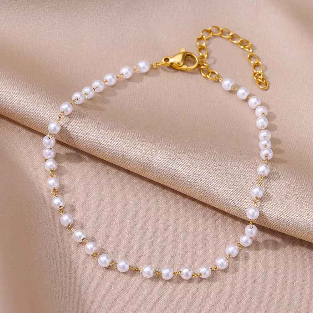 Tassel Anklet Gold Stainless Steel Waterproof Adjustable - Beauty Accessories