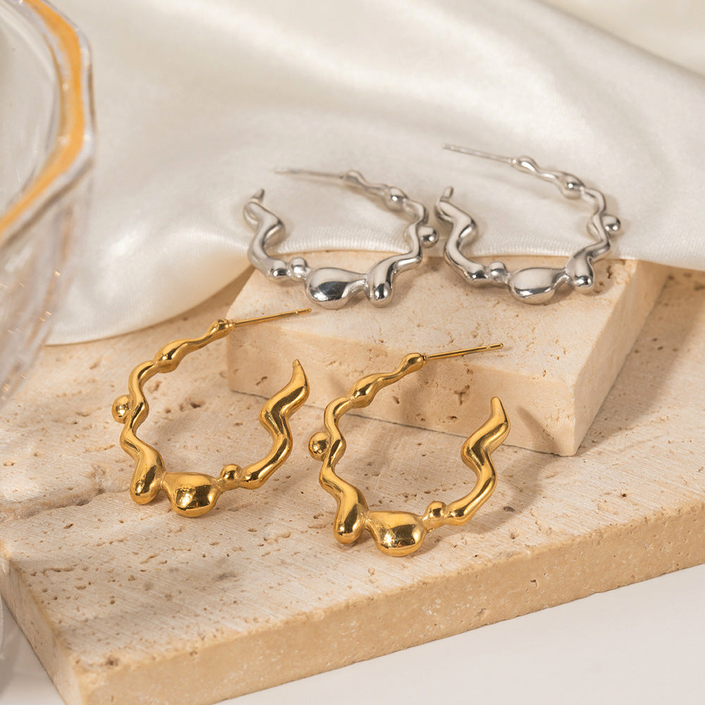 Stainless Steel Irregular Earrings - Beauty Accessories