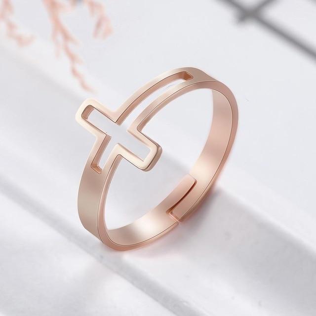 Cross stainless steel ring