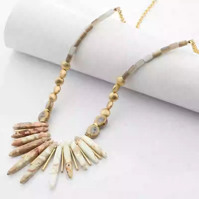 Bohemian-style Minimalist Geometric Natural Stone Necklace - Beauty Accessories