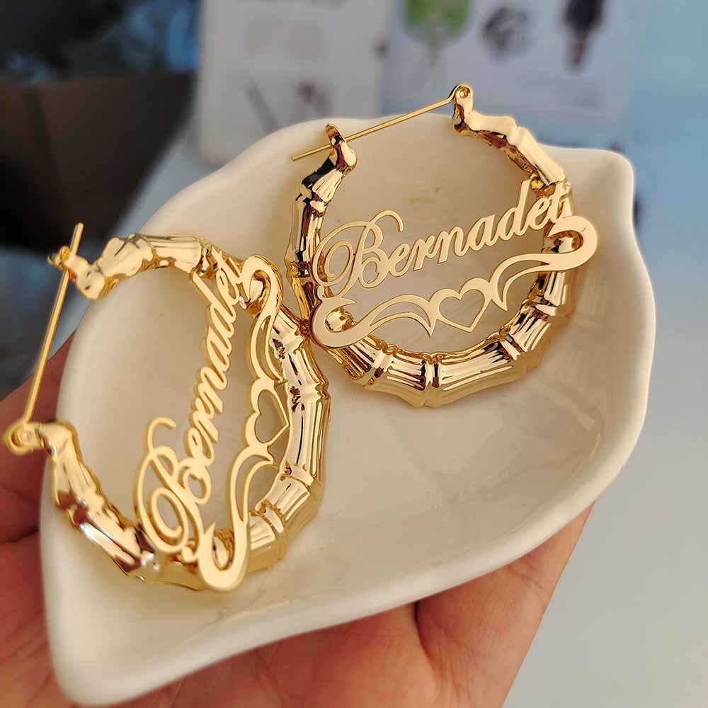 Round Bamboo Earrings Stainless Steel