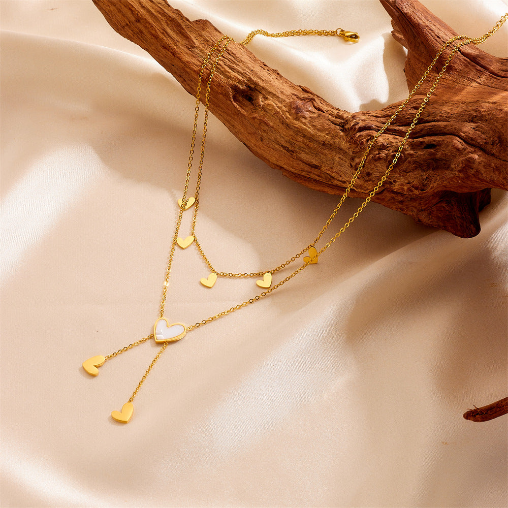 Cute Heart Star Moon Tassel Anklet Stainless Steel - Beauty Accessories
