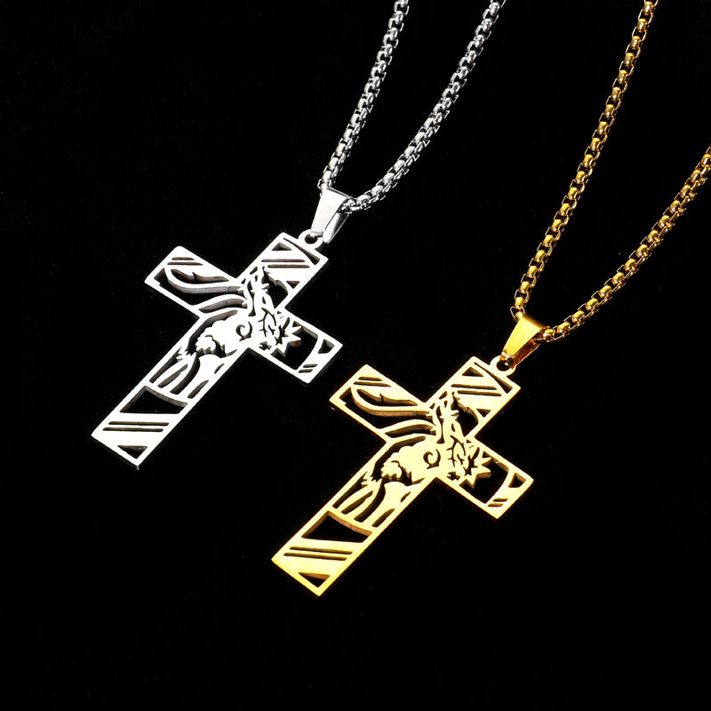 Stainless Steel Cross Pendant Titanium Steel Necklace