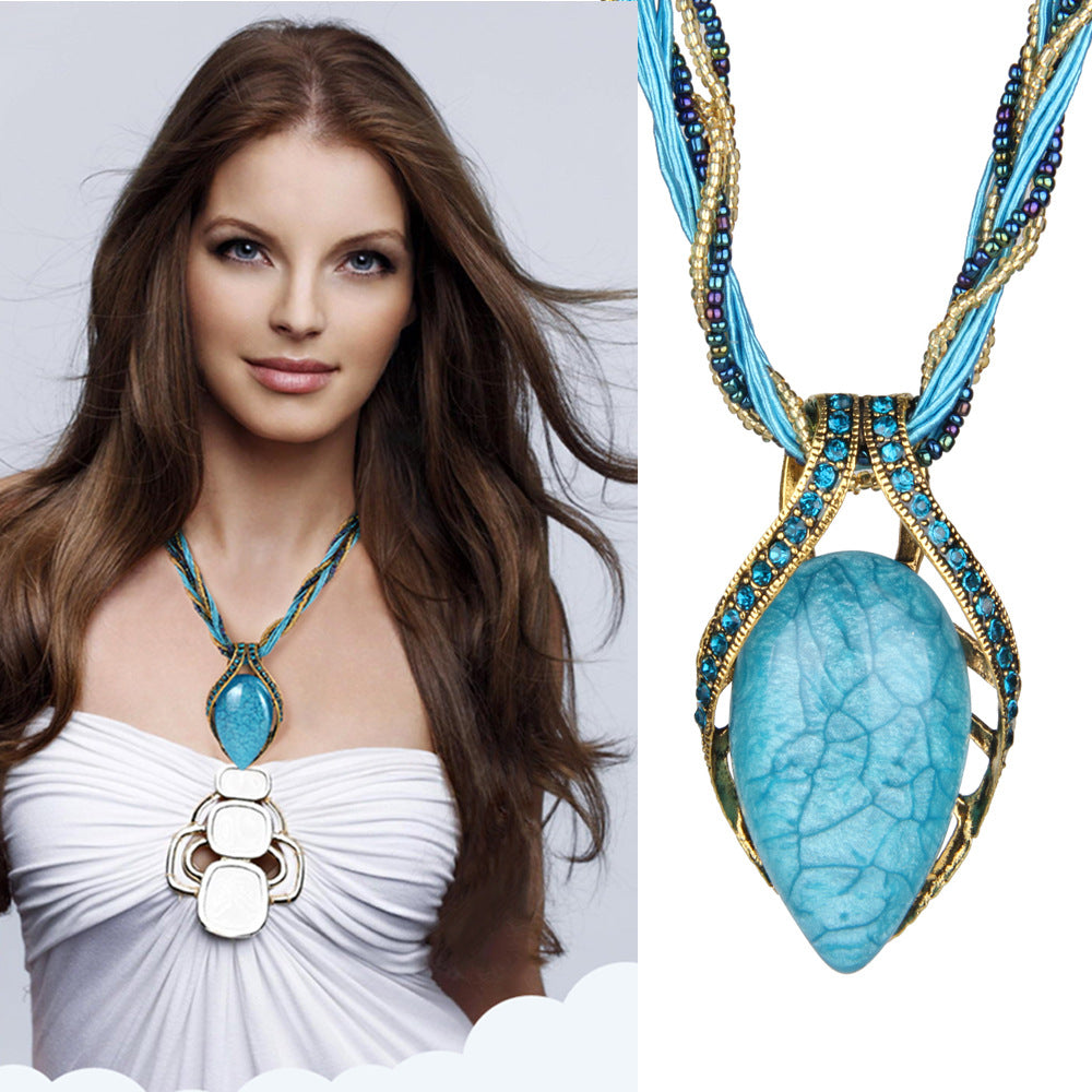 Vintage Bohemian Opal Crystal Necklace - Beauty Accessories