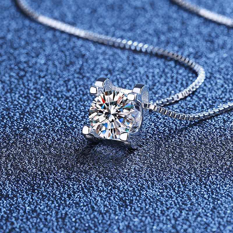 Mosang Diamond Bullhead Pendant Women's Pure Silver Necklace - Beauty Accessories