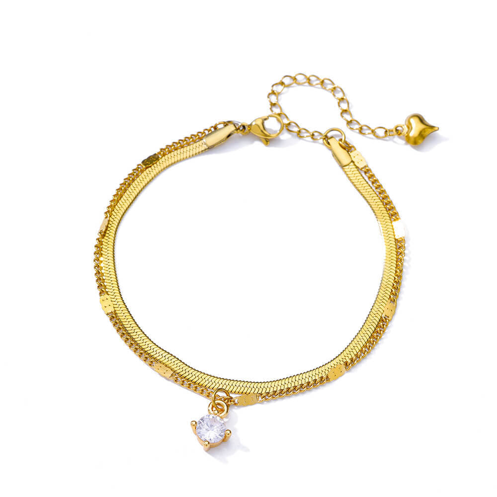 Fashion Double Layer Snake Bone Anklet Elegant Beach Stainless Steel - Beauty Accessories