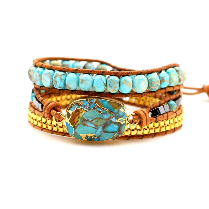 Seraphina turquoise titanium steel bracelet, front view