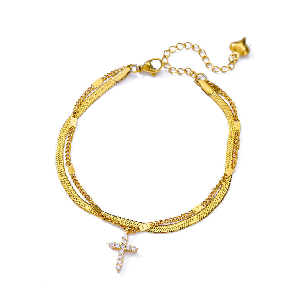 Fashion Double Layer Snake Bone Anklet Elegant Beach Stainless Steel - Beauty Accessories