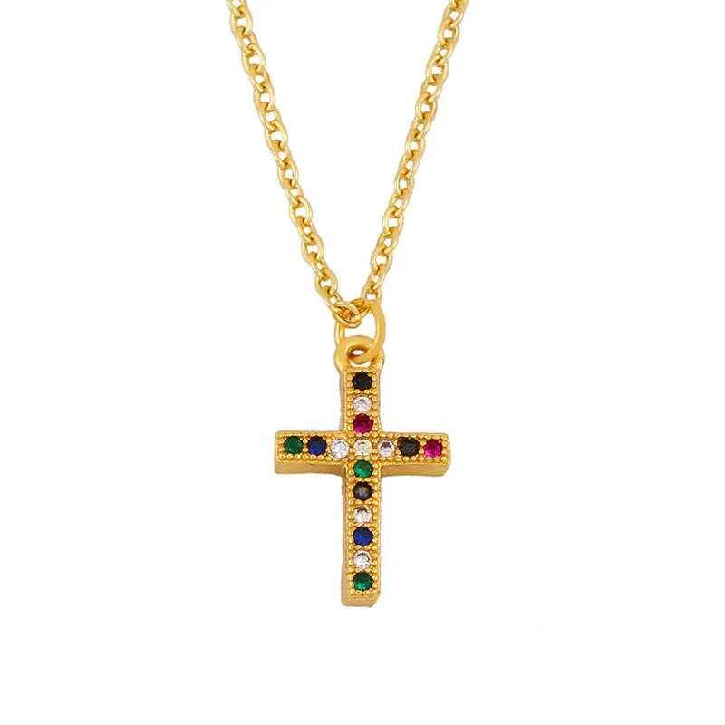 Zircon cross pendant necklace