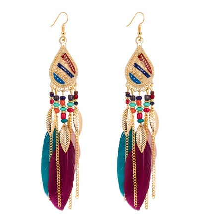 Bohemian feather earrings - Beauty Accessories