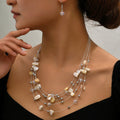 Bohemian Multi-layer Crystal Shell Earrings And Necklace Set - Beauty Accessories