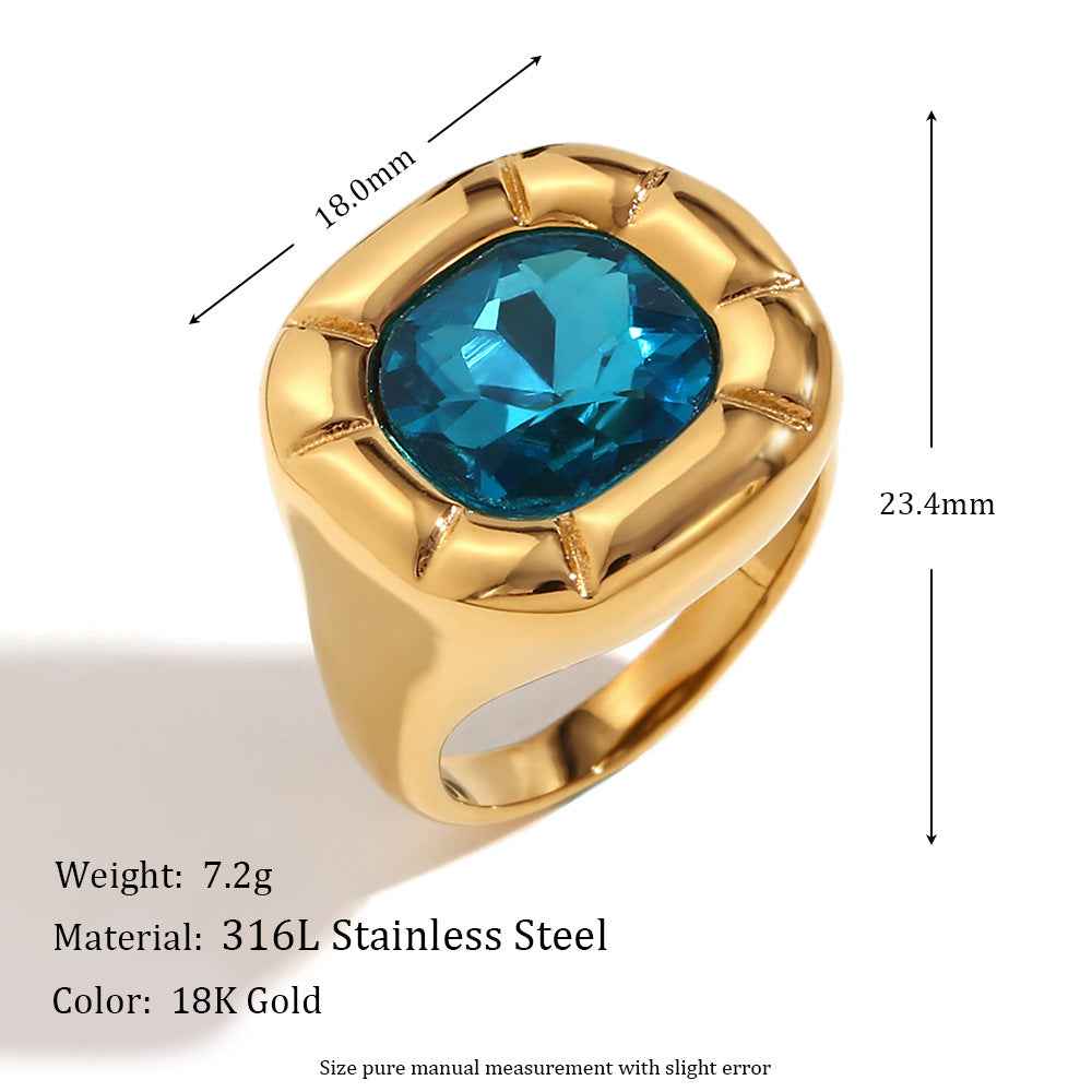 18K Gold Round Corner Square Flower Zircon Ear Studs - Beauty Accessories
