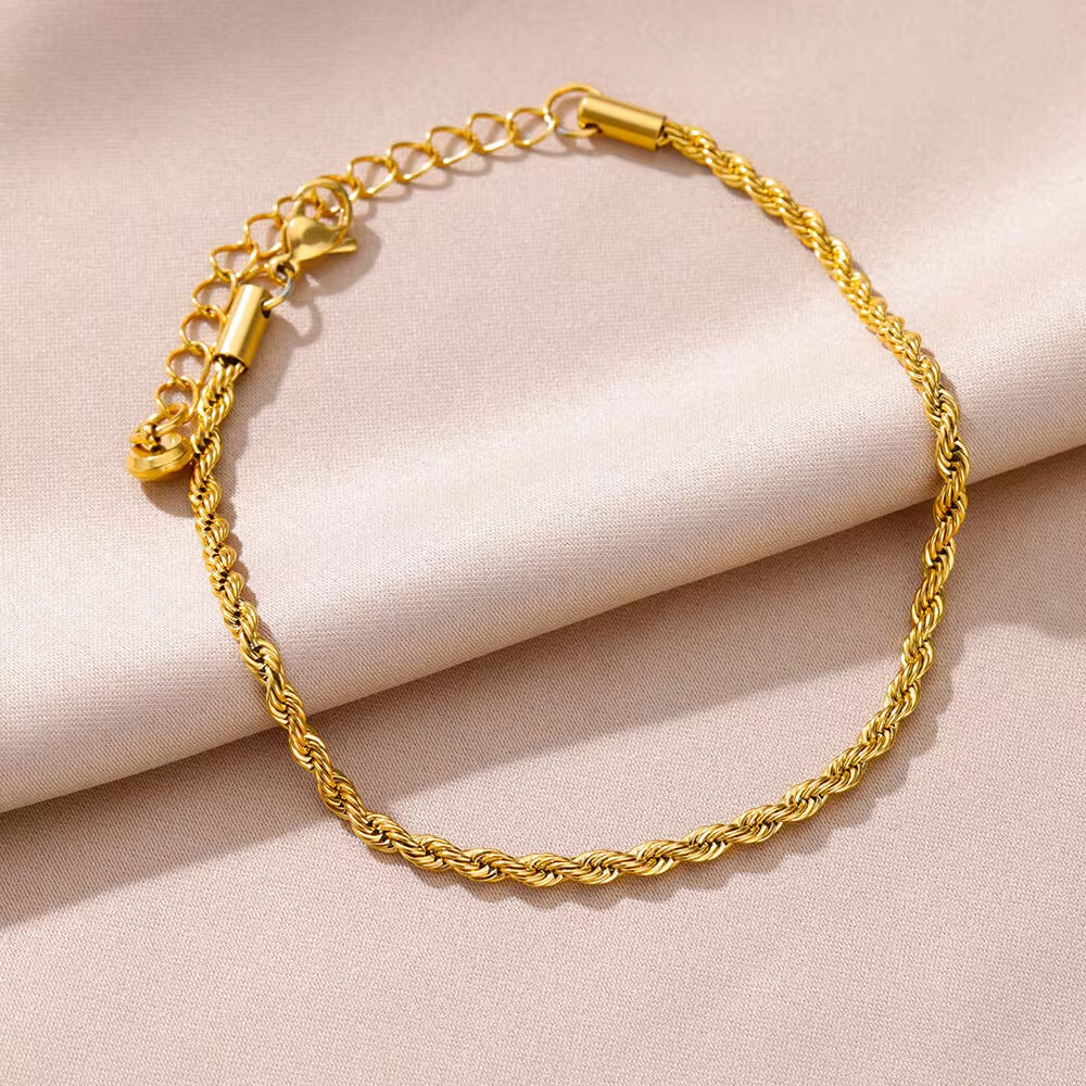Tassel Anklet Gold Stainless Steel Waterproof Adjustable - Beauty Accessories