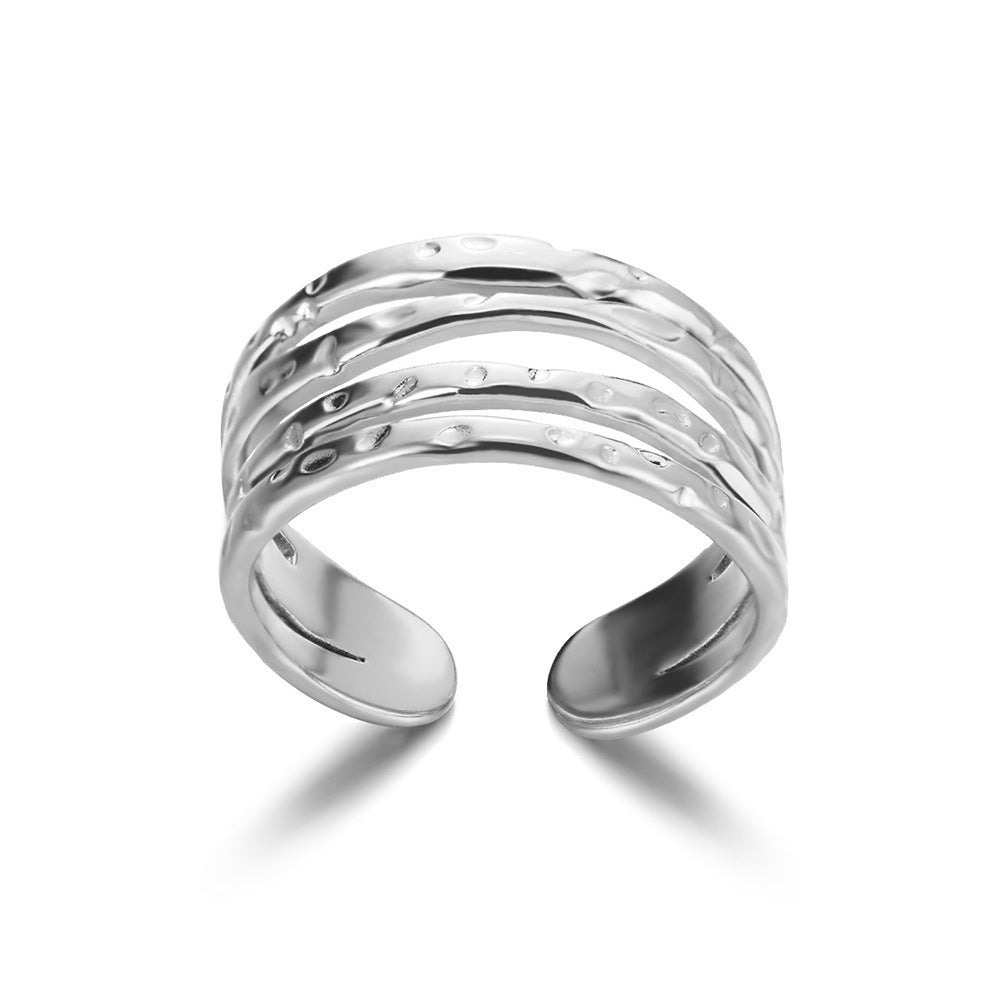 18K Gold Stainless Steel Fashionable Lip Shaped Flower Ring - Beauty Accessories