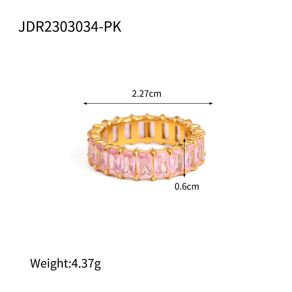Stainless Steel Zircon Ring - Beauty Accessories