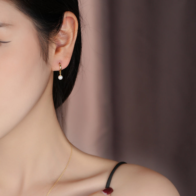 S925 Sterling Silver earrings Light Luxury Ball Bead Earrings Series Women's Retro