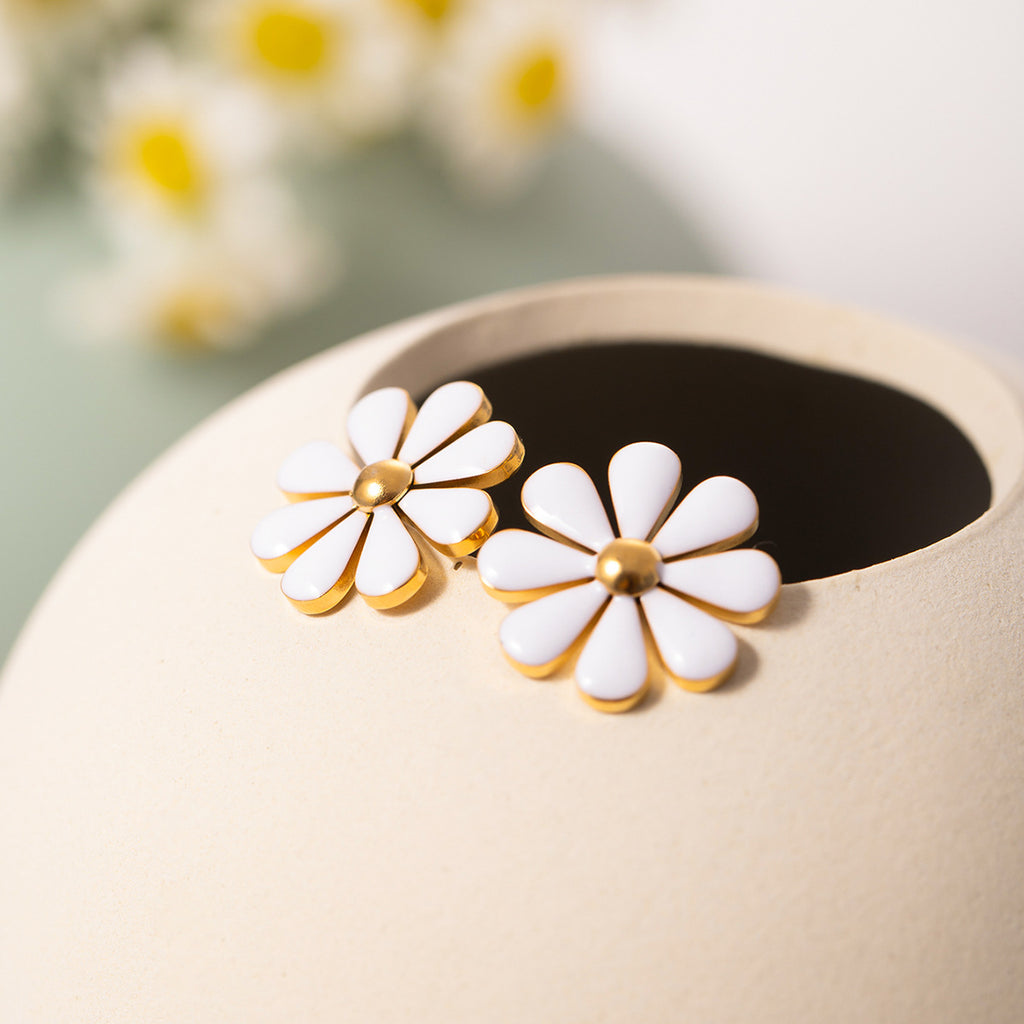 Summer 18K Gold Stainless Steel Flower Earrings - Beauty Accessories