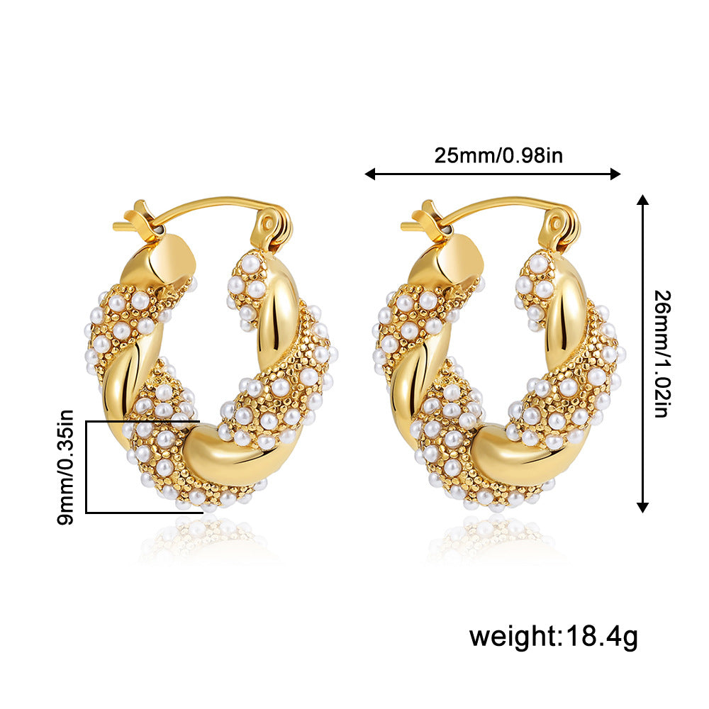 Stainless Steel 18K Gold Plating Twist-knot Earrings With Diamonds - Beauty Accessories