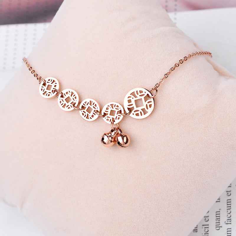 Rose Gold Bells Anklet Boho Stainless Steel - Beauty Accessories