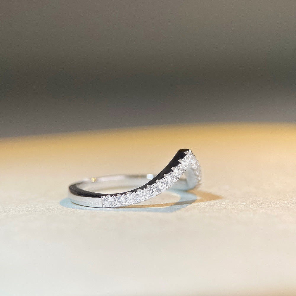 S925 Sterling Silver Platinum-plated Band Ring - Beauty Accessories