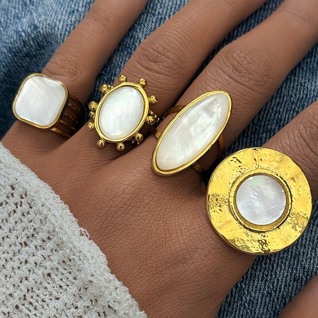 Summer Minimalist Stylish Stainless Steel Shell Ring - Beauty Accessories