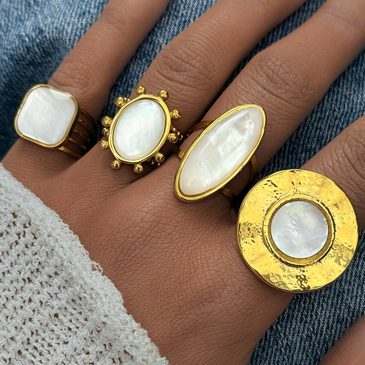 Summer Minimalist Stylish Stainless Steel Shell Ring - Beauty Accessories