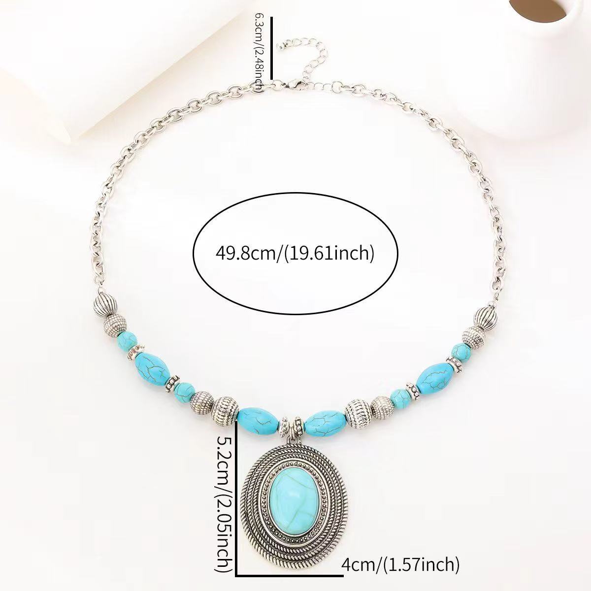 Vintage Turquoise Bead Necklace In Bohemian Style - Beauty Accessories