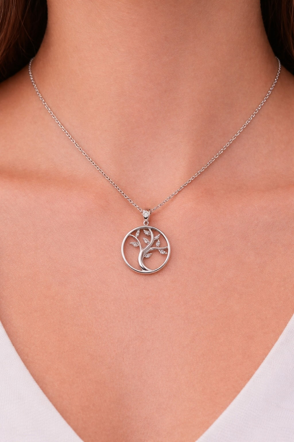 925 Sterling Silver Tree Of Life Necklace With Stone Certified - Beauty Accessories