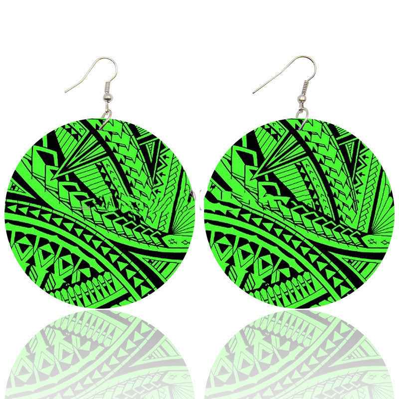 Bohemian Totem Printed Wooden Earrings Trend Pattern African