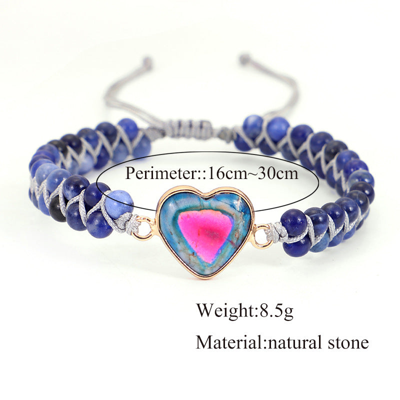 Hand-knitted Heart-shaped Natural Stone Bracelet - Beauty Accessories