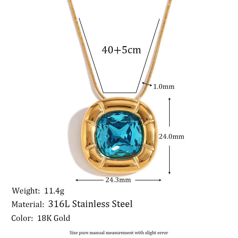 18K Gold Round Corner Square Flower Zircon Ear Studs - Beauty Accessories