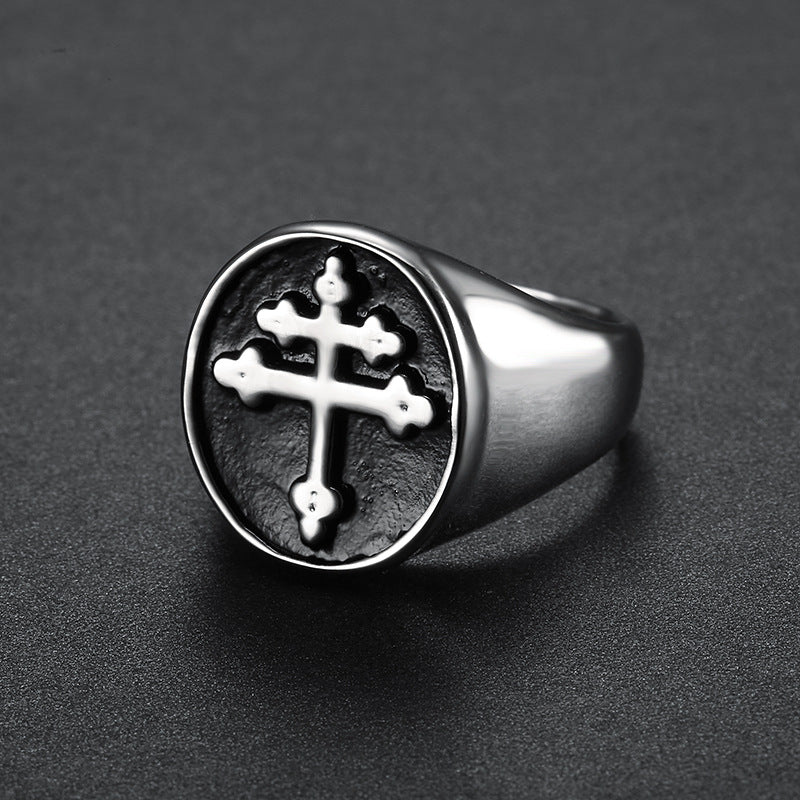Cross stainless steel ring