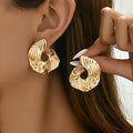 1 Pair Boho Style Irregular Spiral Texture Geometric Earrings - Beauty Accessories