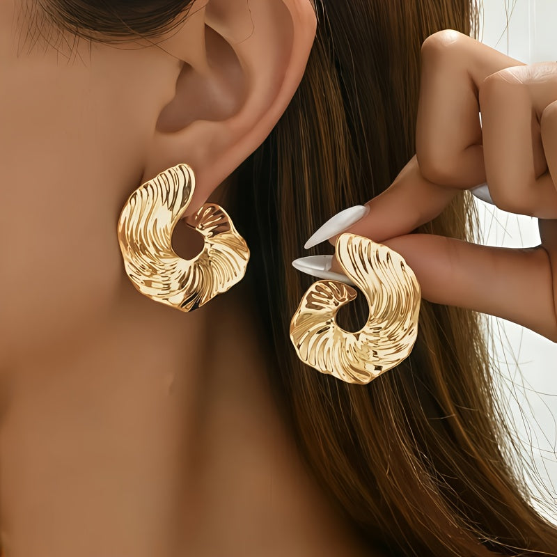 1 Pair Boho Style Irregular Spiral Texture Geometric Earrings - Beauty Accessories