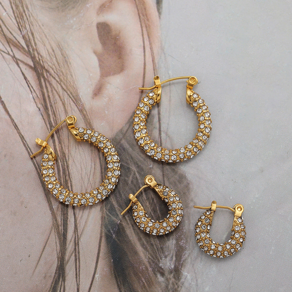 Stainless Steel 18K Gold Plating Twist-knot Earrings With Diamonds - Beauty Accessories