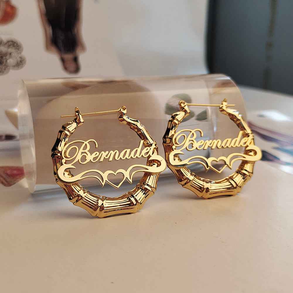 Round Bamboo Earrings Stainless Steel