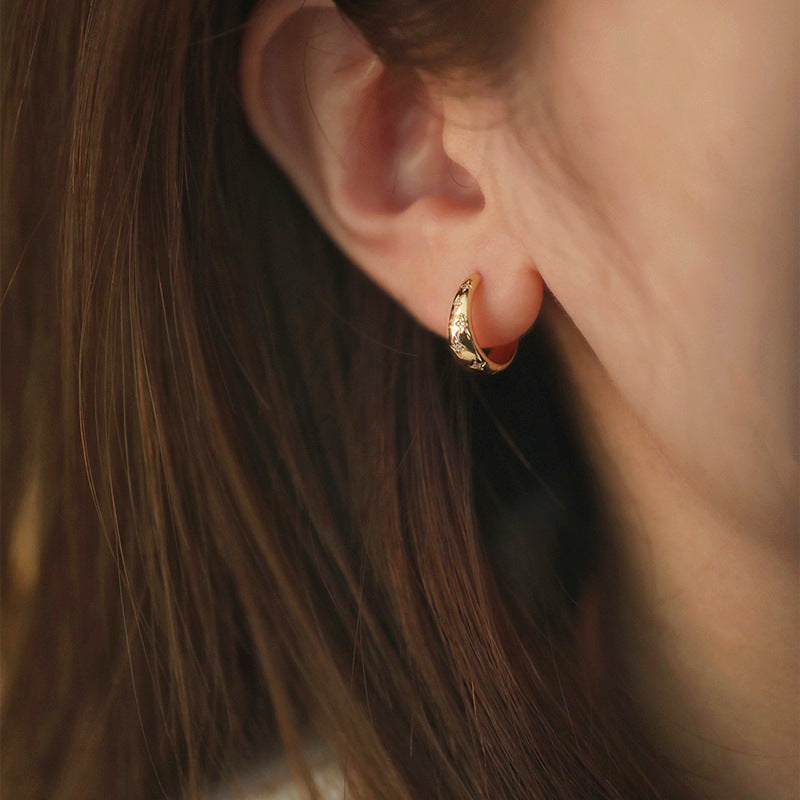 S925 Sterling Silver Plated With 18K Gold Starry Sky Earrings Clips - Beauty Accessories