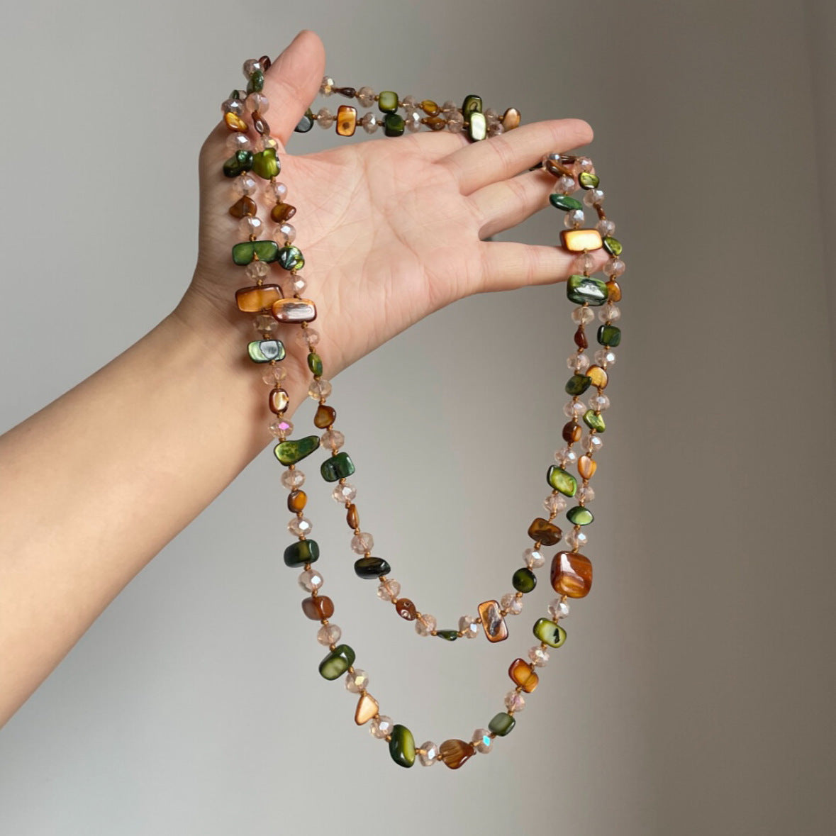 Bohemian Colored Shell Bead Double Layered Necklace - Beauty Accessories