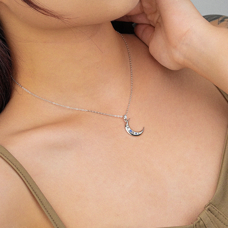 Yuanfan 925 Sterling Silver Moon Necklace - Beauty Accessories