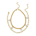 Stainless Steel Gold Double Love Pearl Anklet - Beauty Accessories