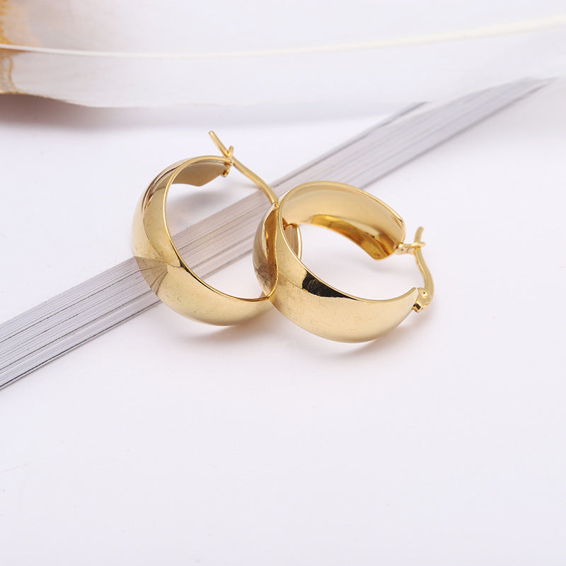 Stainless Steel Exaggerated Round Earrings - Beauty Accessories